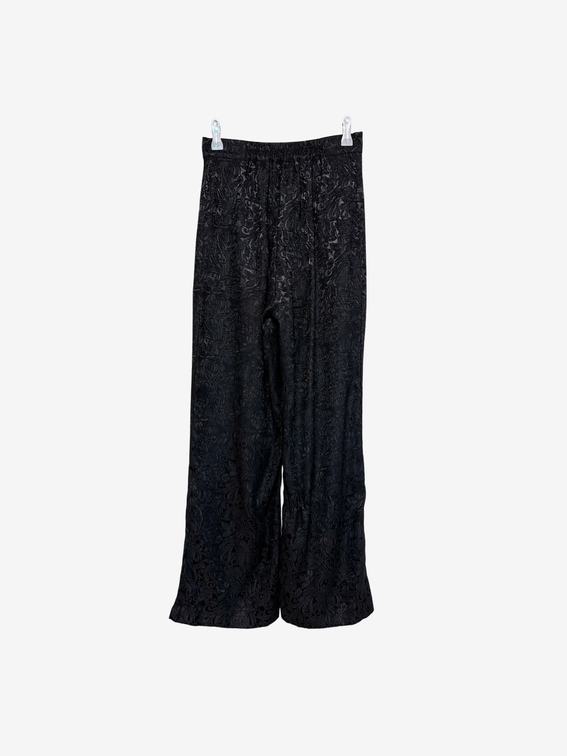 Floral Jacquard Slim Pants - Black 상품이미지6