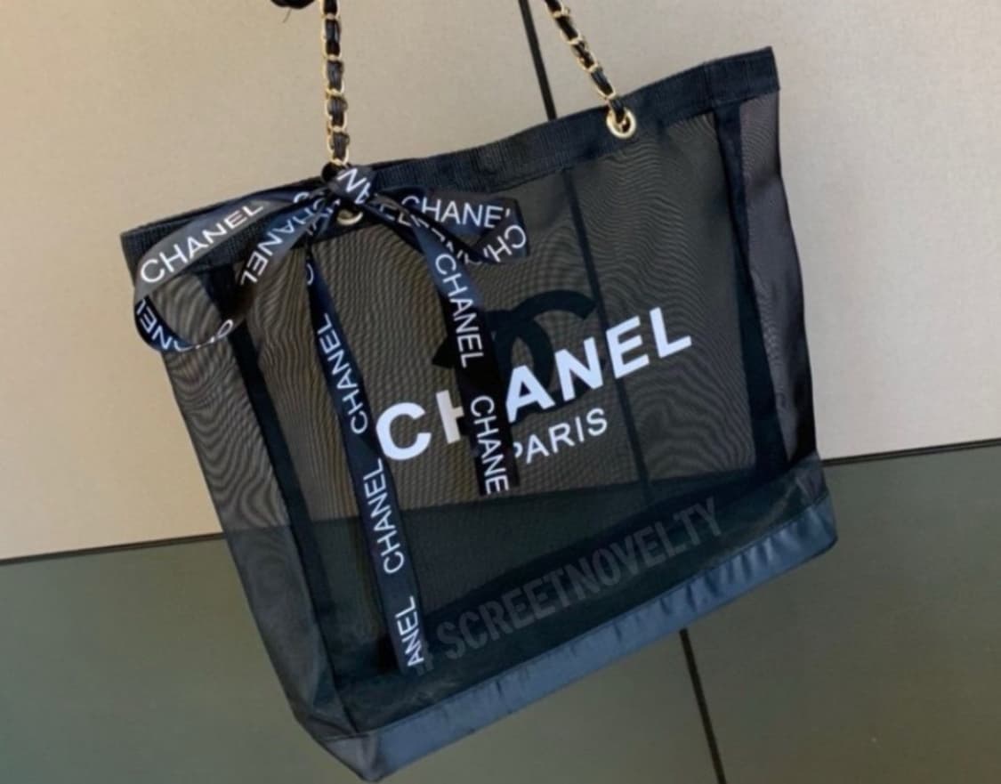 샤넬 뷰티 메쉬 비치백  골드체인 에코백 상품이미지8