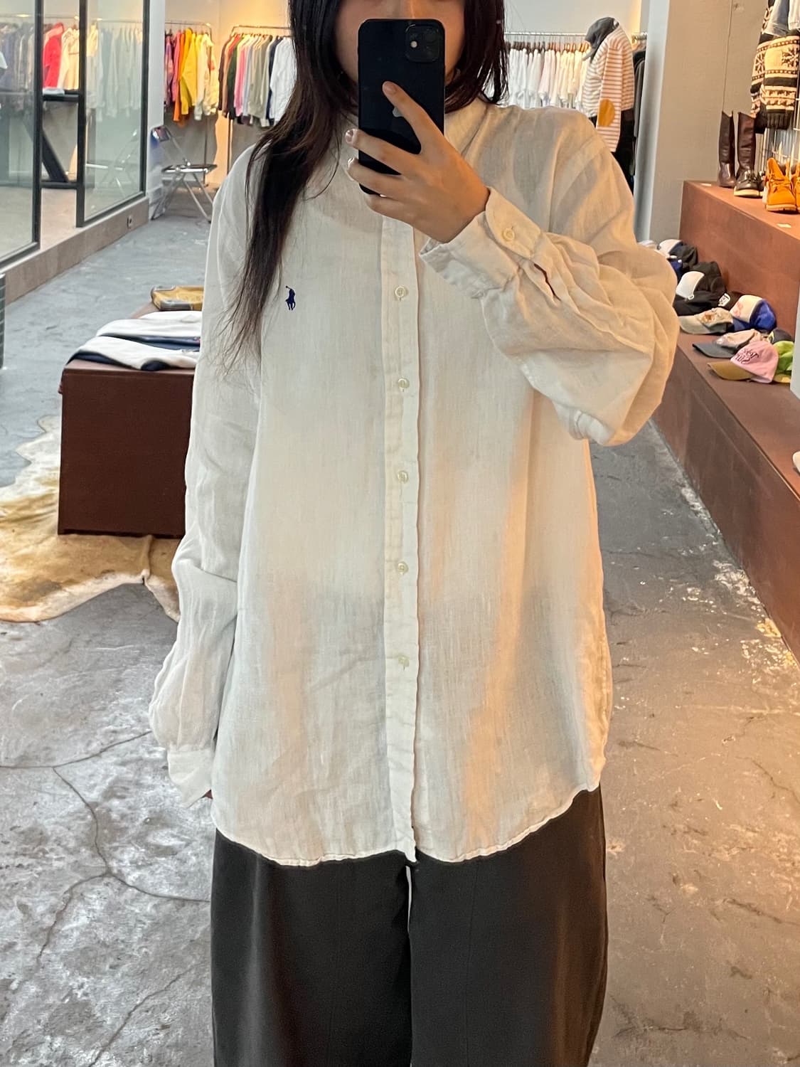 폴로 랄프로렌 화이트 린넨 셔츠 H429 상품이미지1