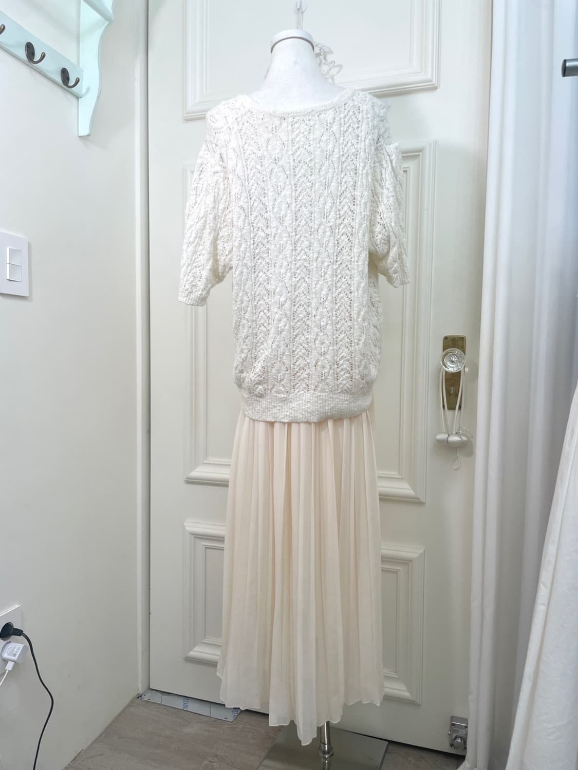 sheer coral pleats banding lomg skirt 상품이미지8