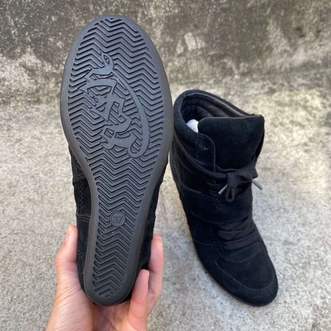 [37] ASH 블랙 스웨이드 웨지힐 스니커즈 (240) 상품이미지6