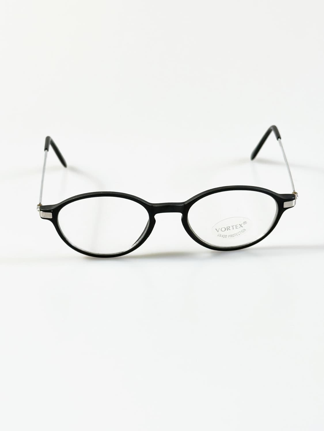 90s VORTEX 블랙 실버 뿔테 오벌 프레임 빈티지 안경 상품이미지2