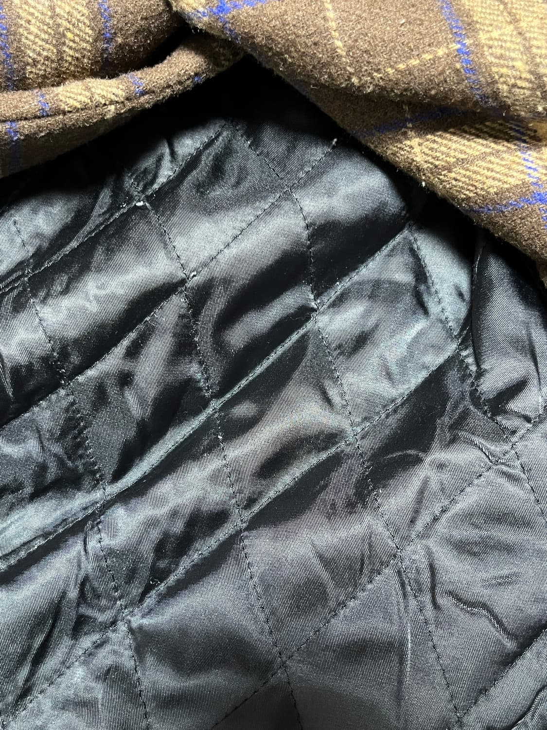 공용 세미오버핏 브라운 더블 체크 롱코트 L 상품이미지8