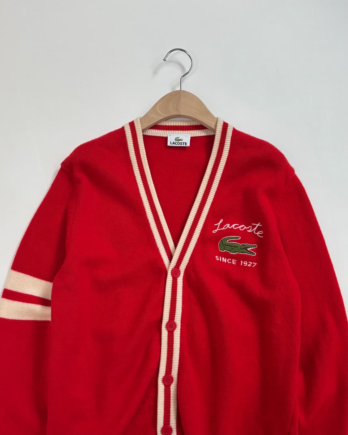 Lacoste 라코스테 레드컬러 브이넥 가디건 상품이미지4