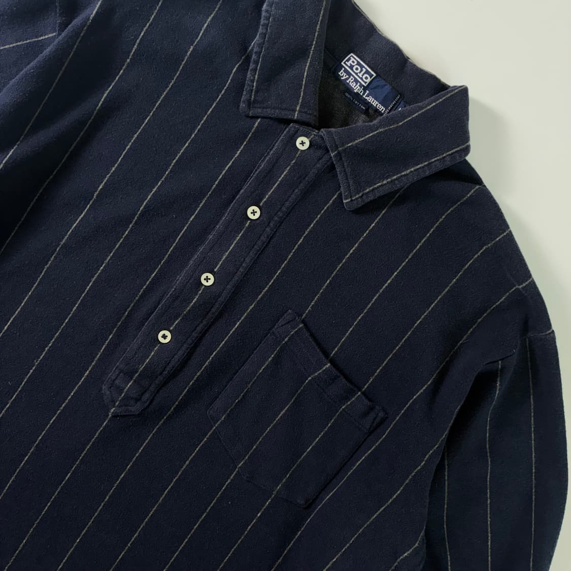 Polo  폴로 랄프로렌 90,s 코튼 네이비 스트라이프 카라 티셔츠   상품이미지3