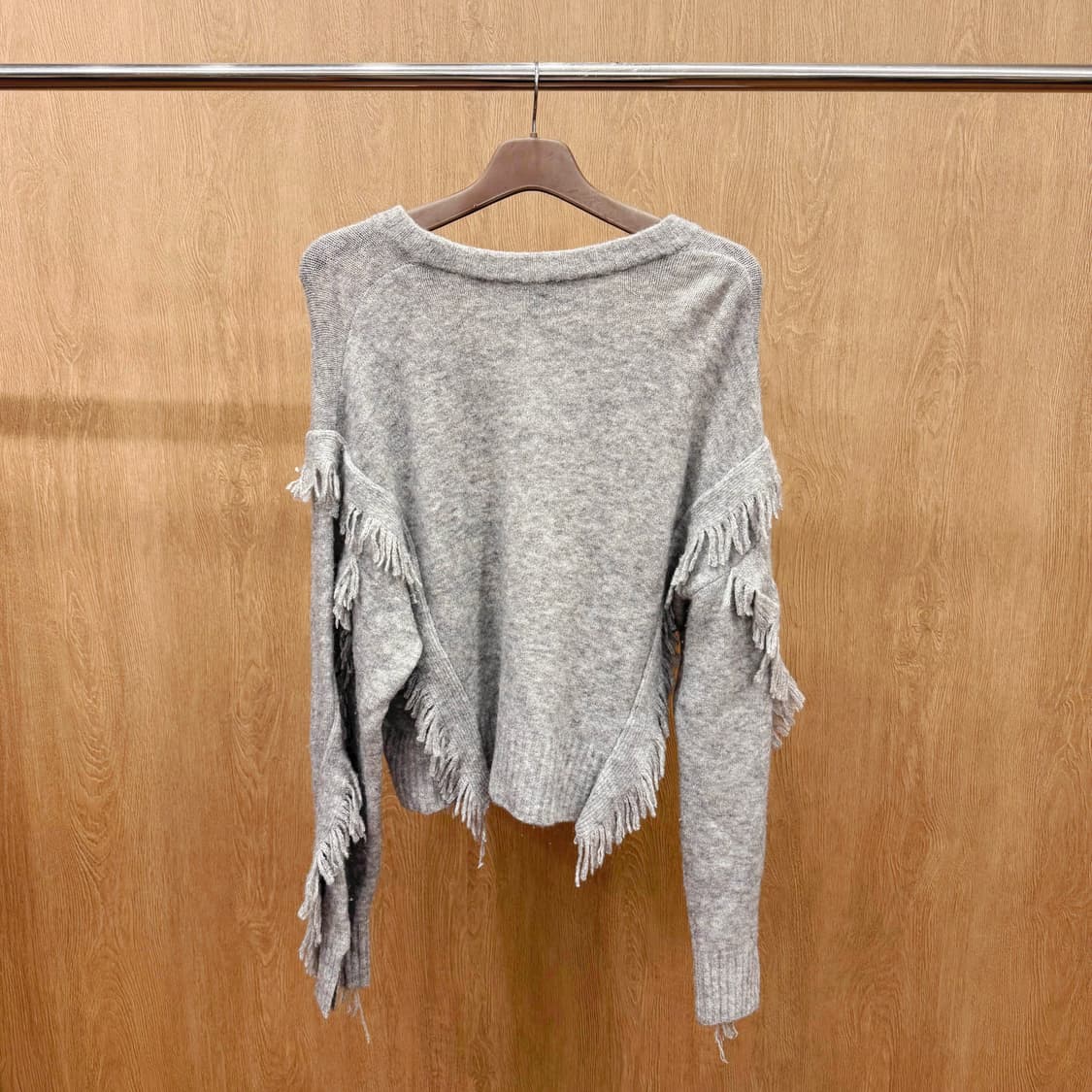 3.1 필립림 니트 크롭 스웨터 프린지 디테일 루즈핏 그레이 상품이미지3