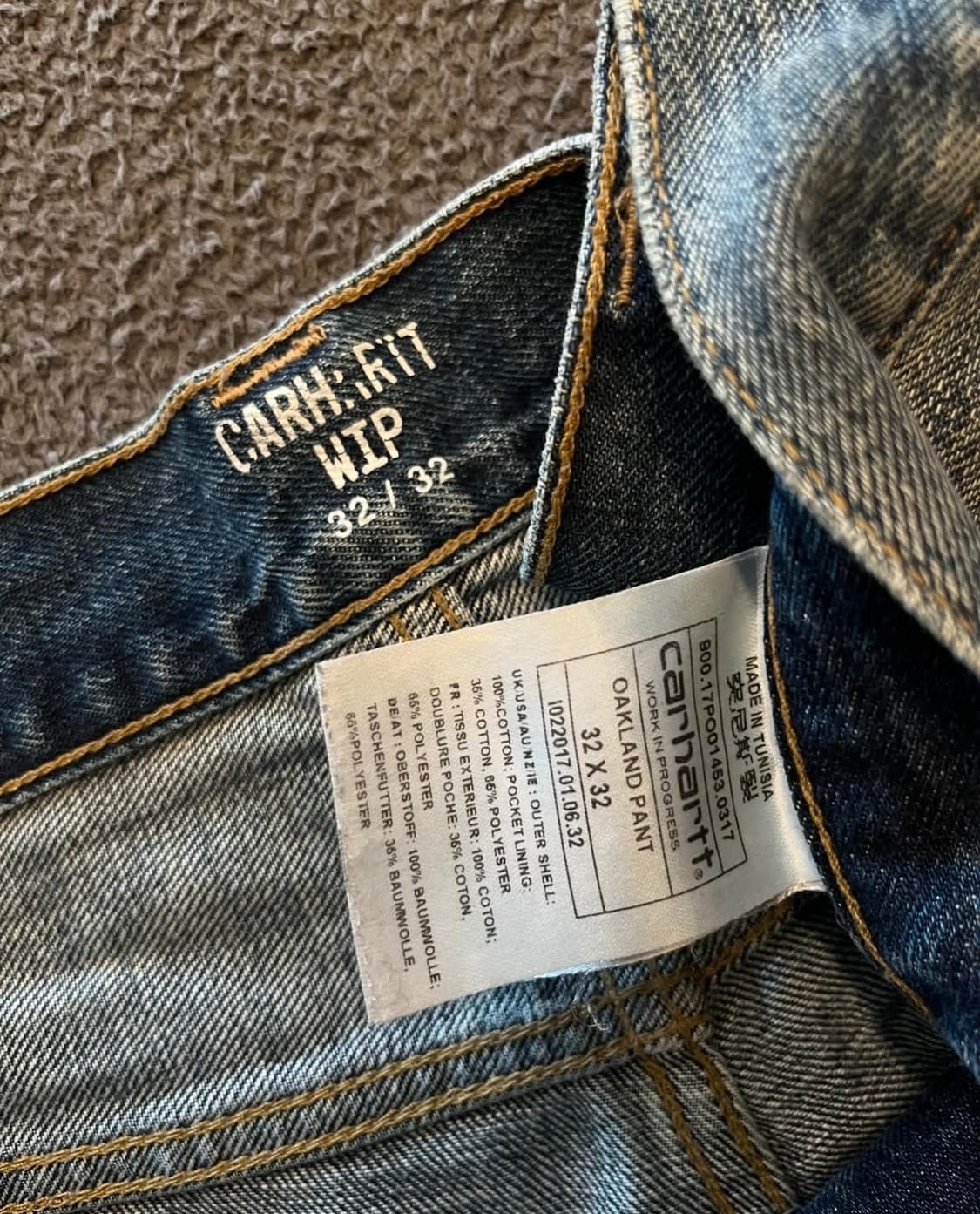 칼하트 WIP 데님 스트레이트 팬츠 상품이미지3
