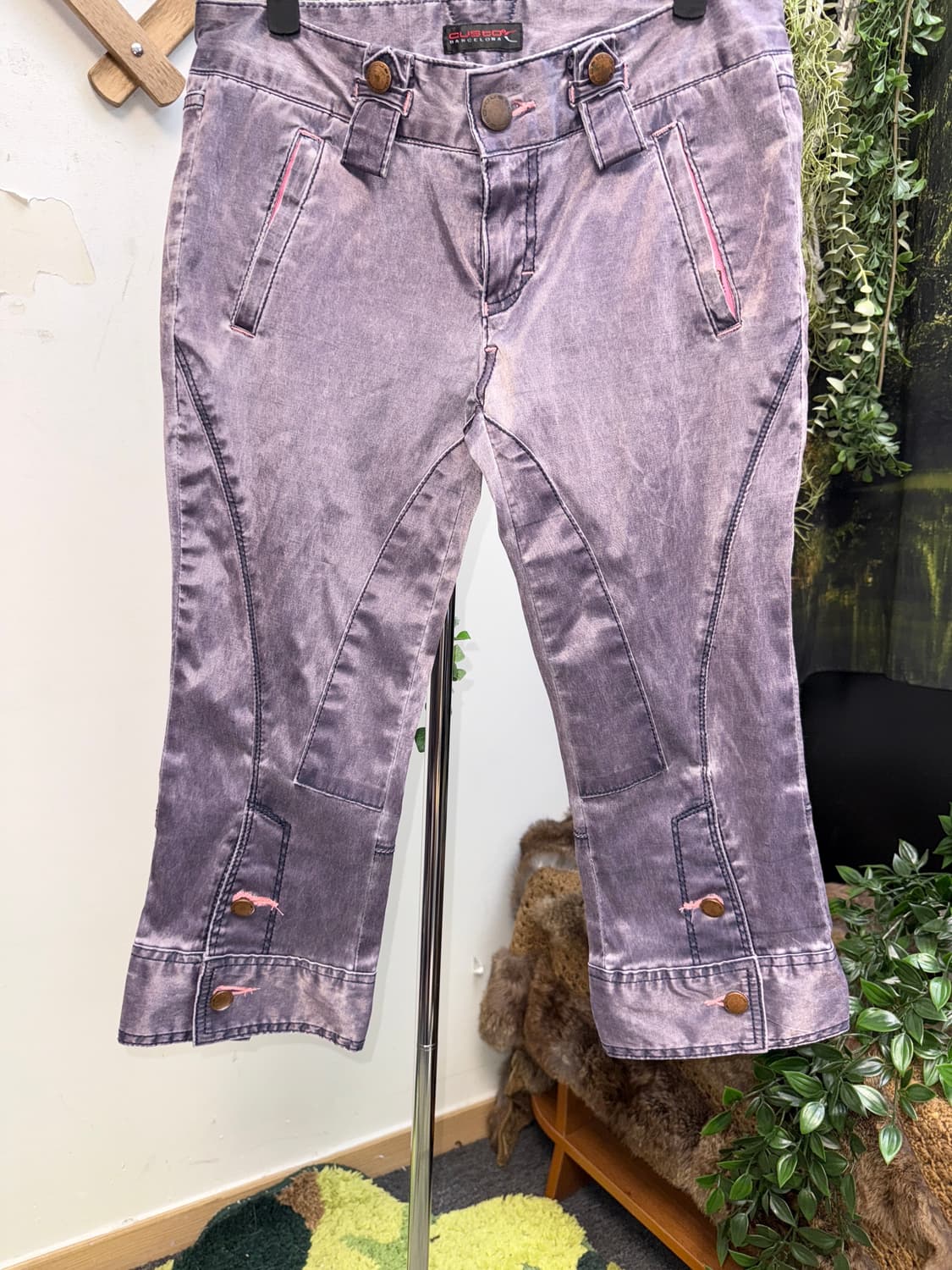 Purple pink satin bootscut 7length pants 상품이미지3