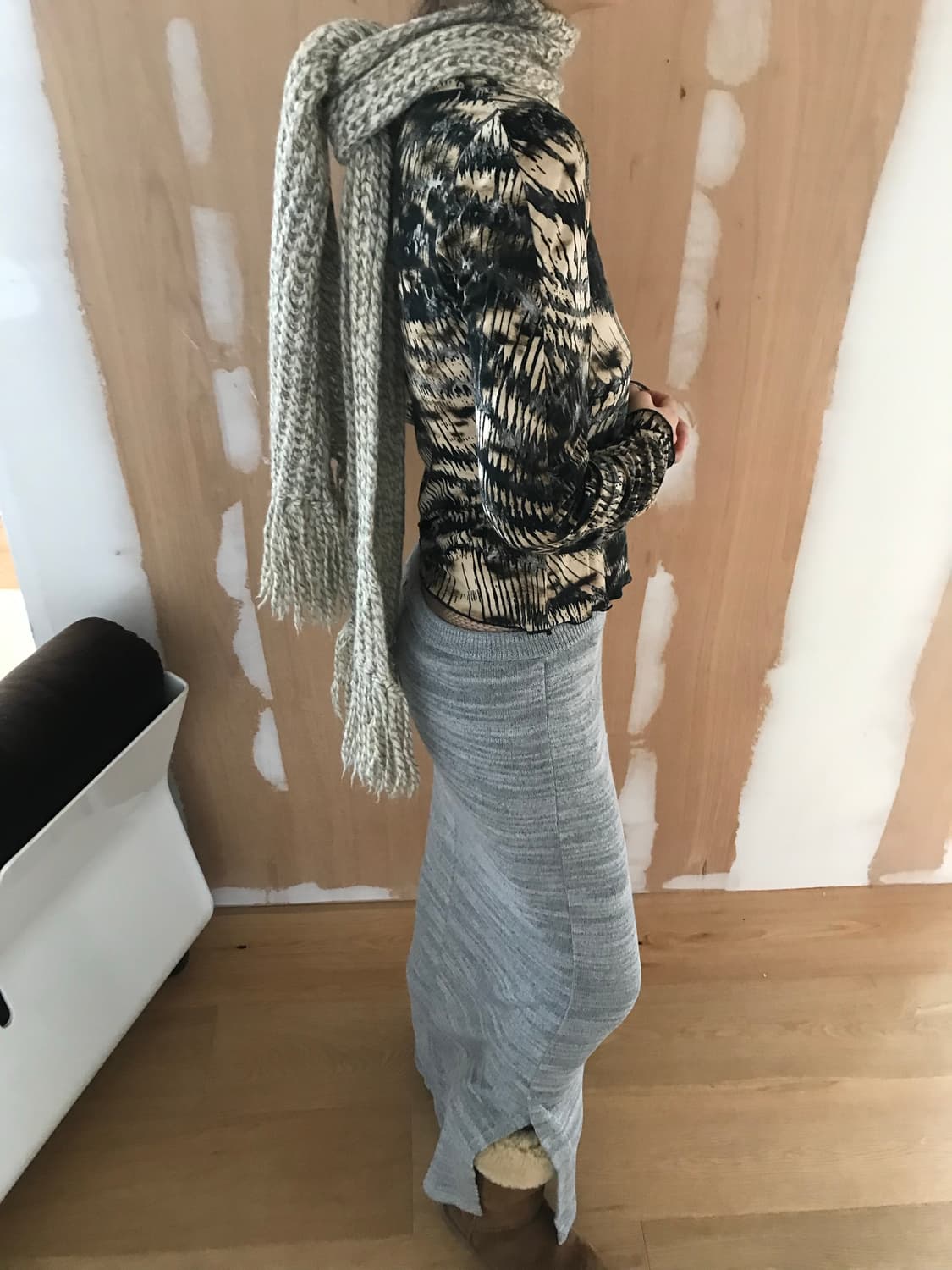 vintage beige tassel muffler 상품이미지4