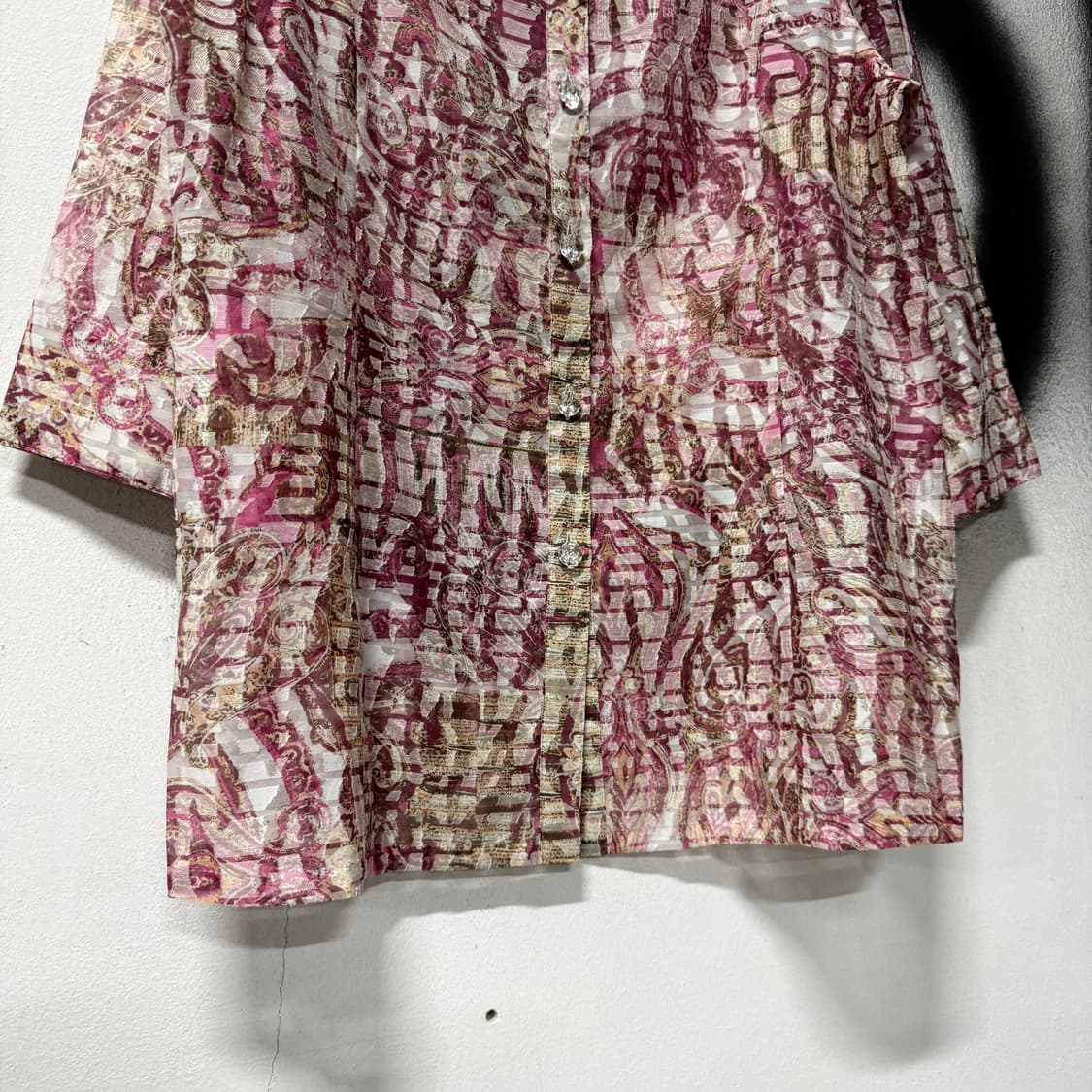 VTG 빈티지 러블리 오리엔탈 핑크 패턴 셔츠 자켓 상품이미지4