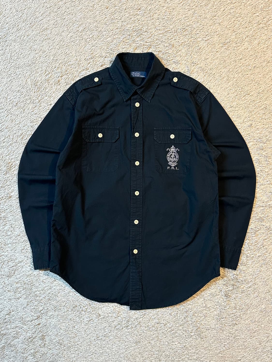 폴로 랄프로렌 투포켓 크레스트 PRL 로고 워크셔츠 블랙 상품이미지1