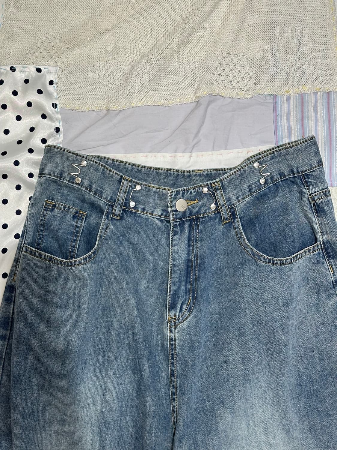 와이드 연청바지  상품이미지3