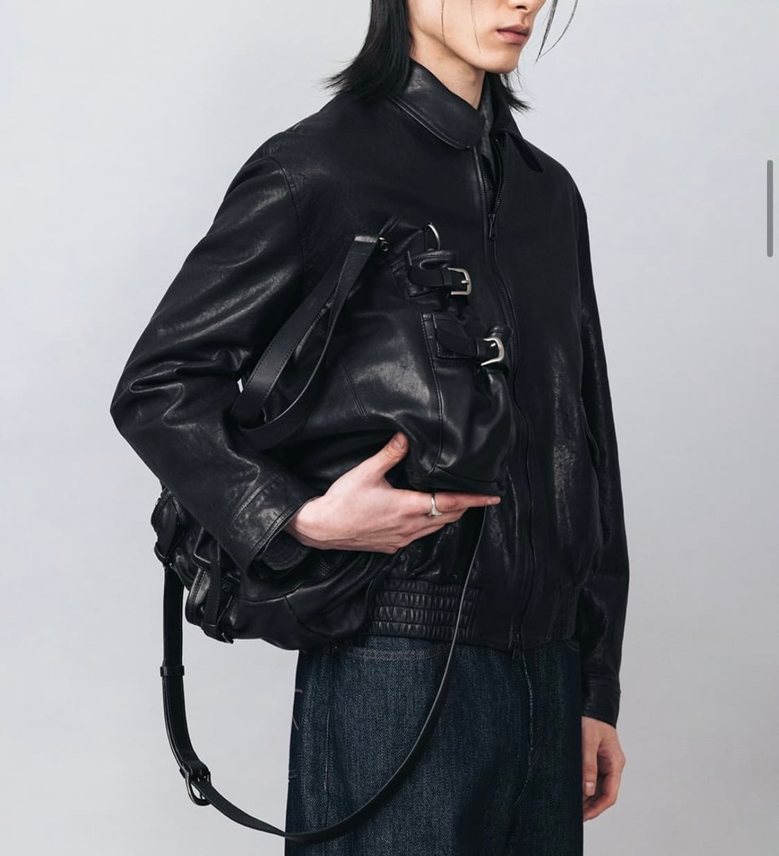 새제품) 벨리에 오프라인 한정 레더 자켓 (워시드 블랙) 상품이미지1