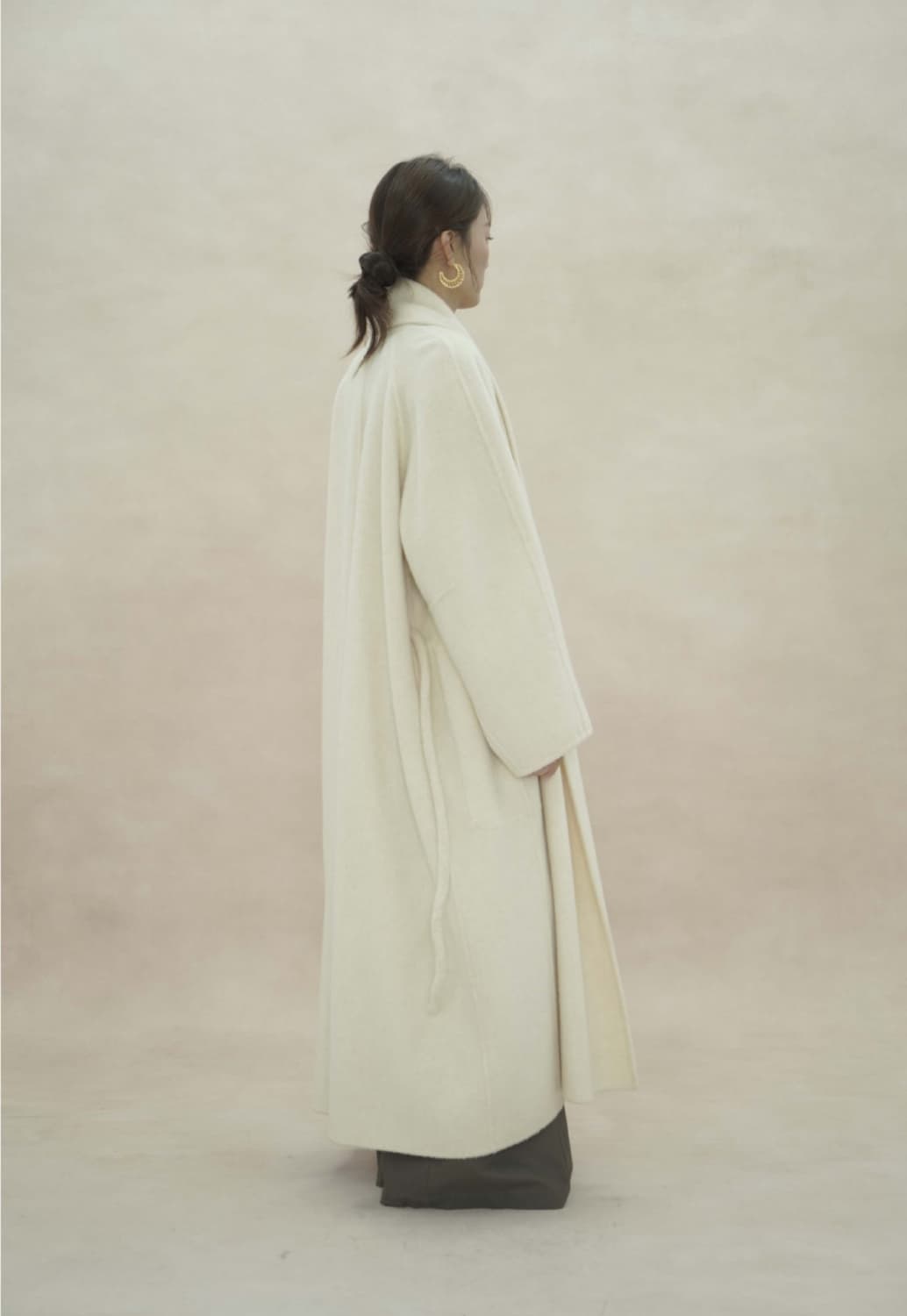 핸드메이드 프리미엄 벨티드 롱 더블페이스 울 로브 코트 상품이미지4