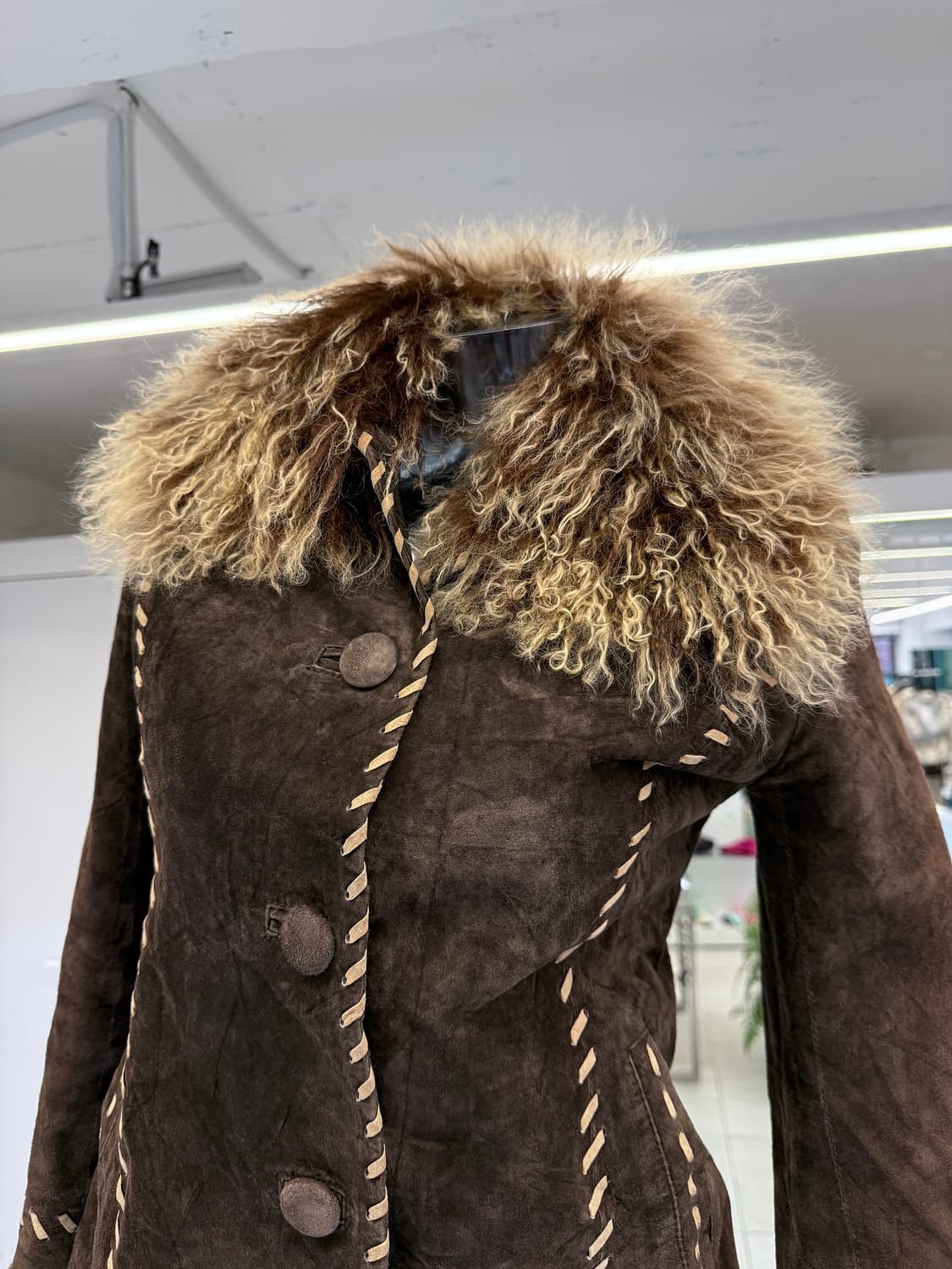 bold stitch real suede fur collar jacket 상품이미지2