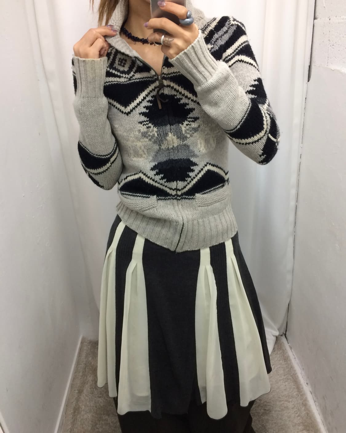 🐰그레이 패턴 집업 코디🐰 상품이미지2