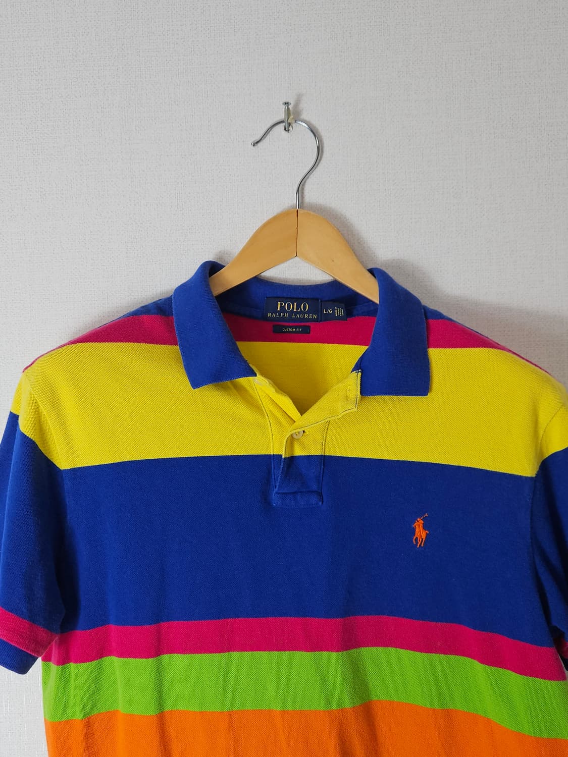 폴로 랄프로렌 신형 스트라이프 카라티 반팔 피케티 L 커스텀핏 상품이미지1