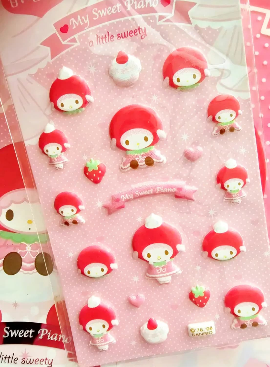 딸기 마이멜로디피아노 스티커, 딸기 마이멜로디 피아노 스티커 상품이미지1