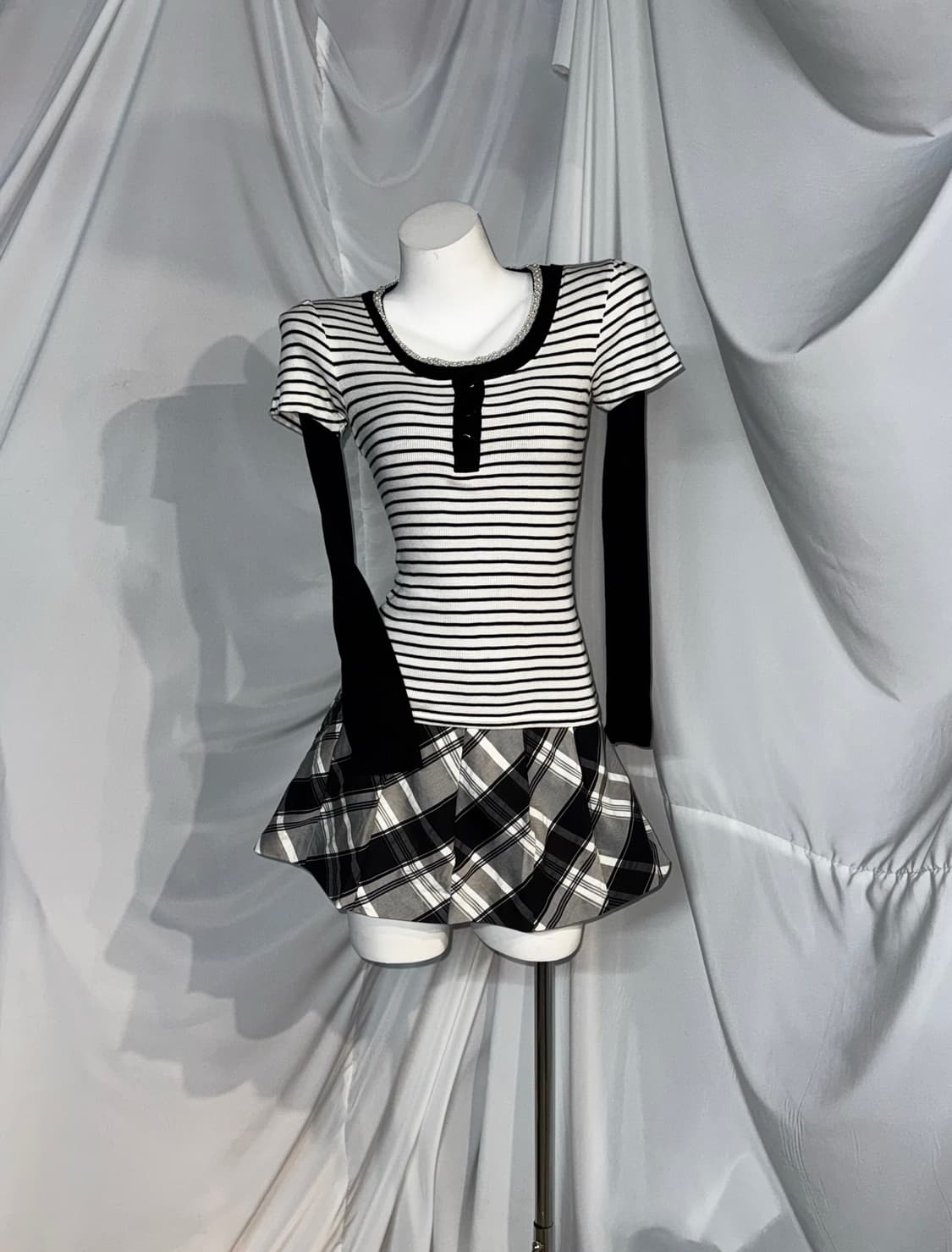 데일리 무채색 체크 유카리깔 코디세트 상품이미지5