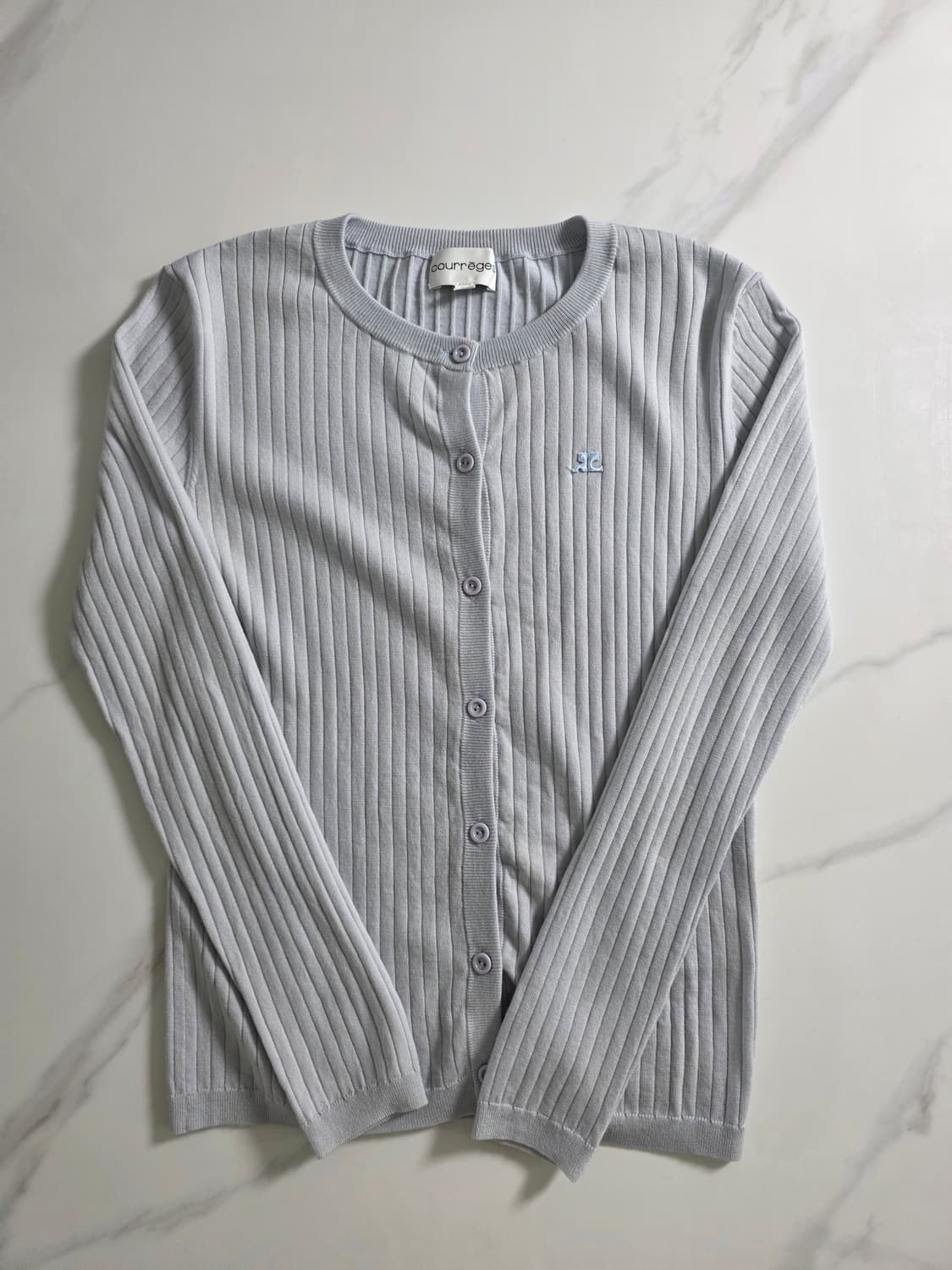 Courrèges / 소라색 골지 가디건 상품이미지1