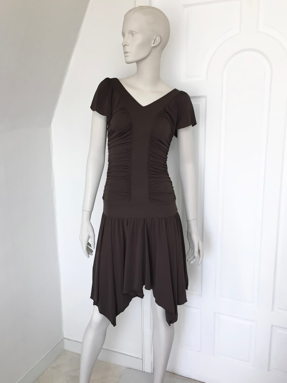 Japan Designer brown Shirring Dress 상품이미지10