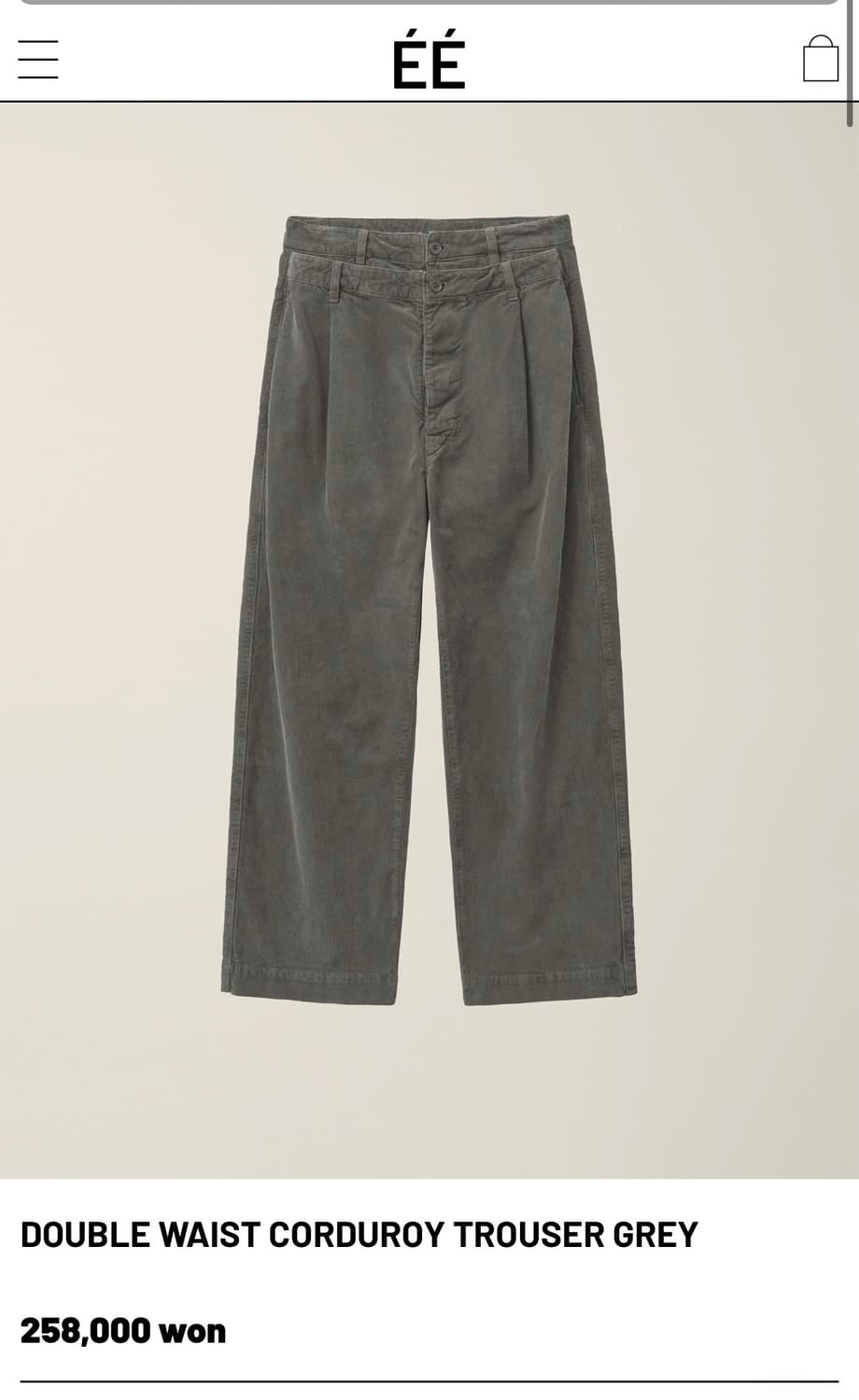 ÉÉ 더블 웨이스트 코듀로이 바지 (M) 상품이미지1