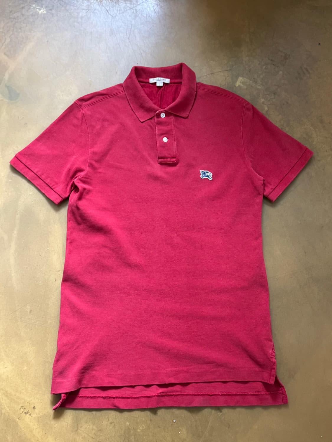 버버리 기마패치 버건디 카라 반팔티 S 상품이미지2