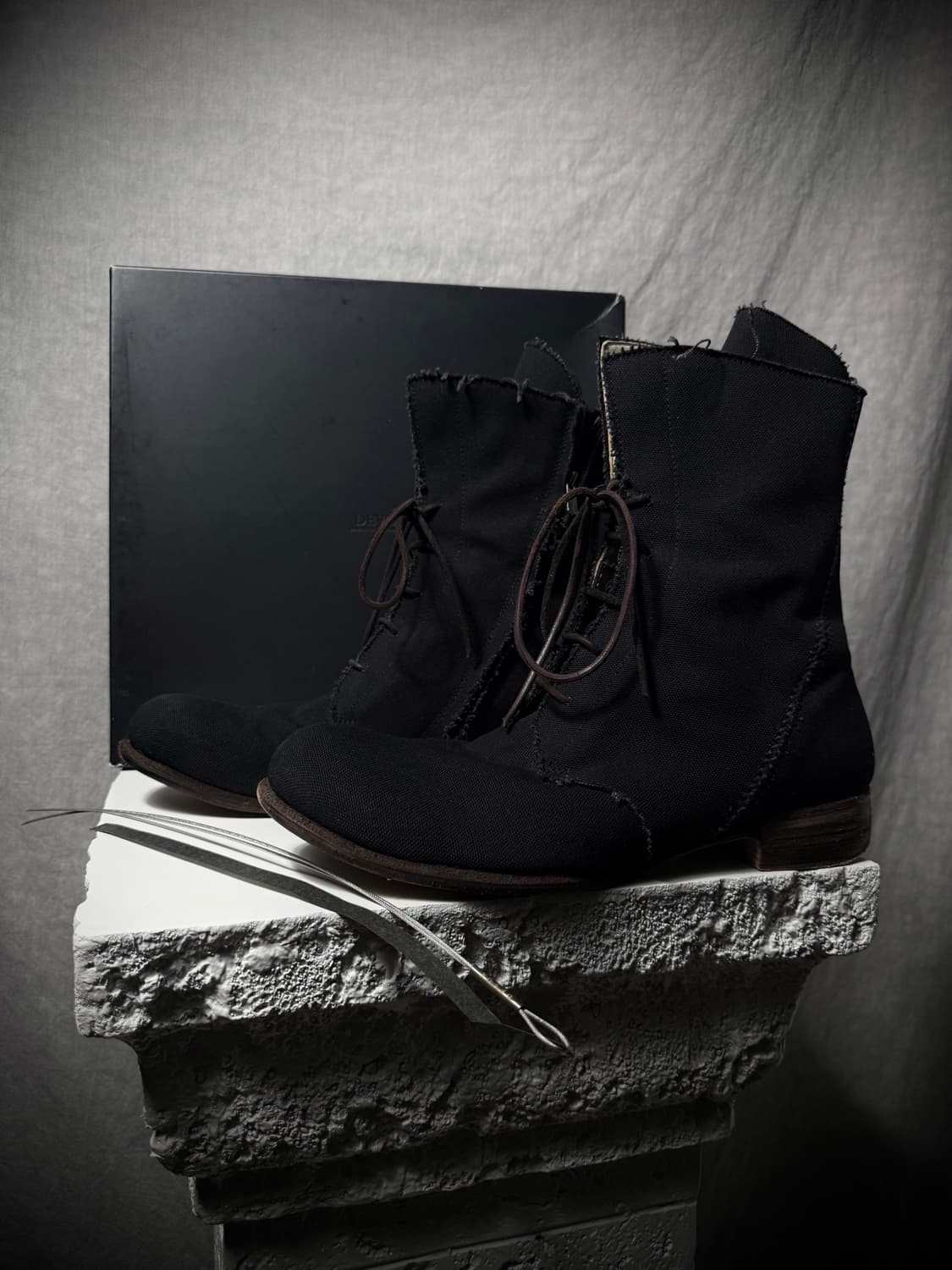 Devoa Stitch Canvas Back Zip Boots  상품이미지1