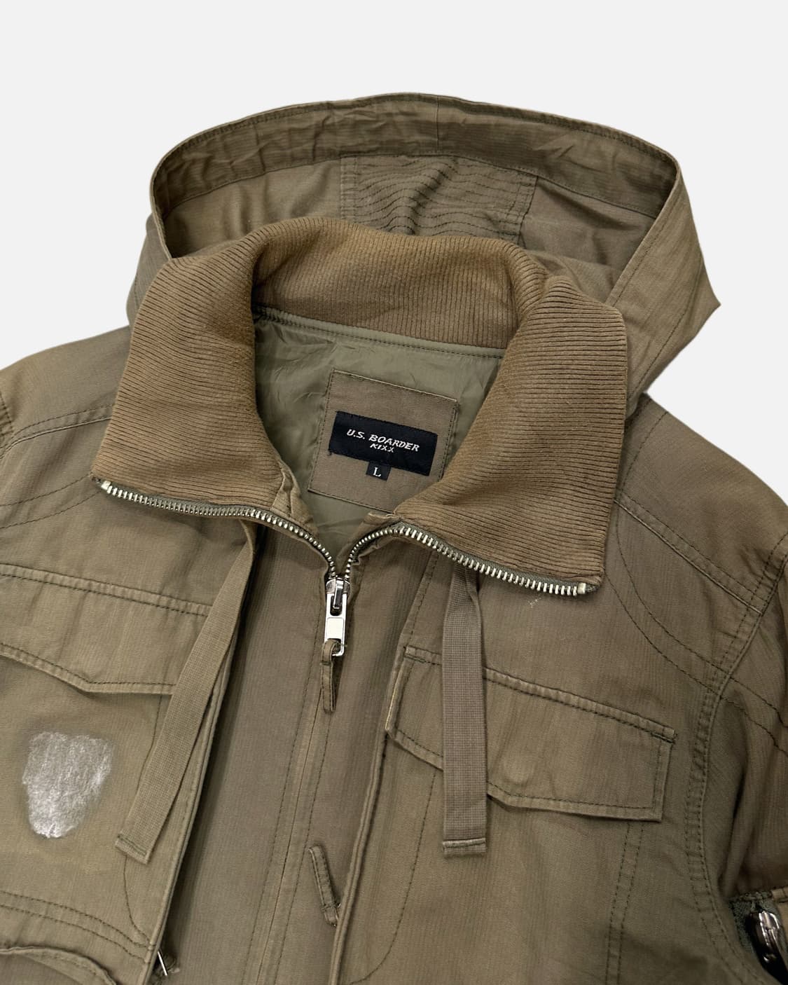 khaki military pocket hood jacket 상품이미지5