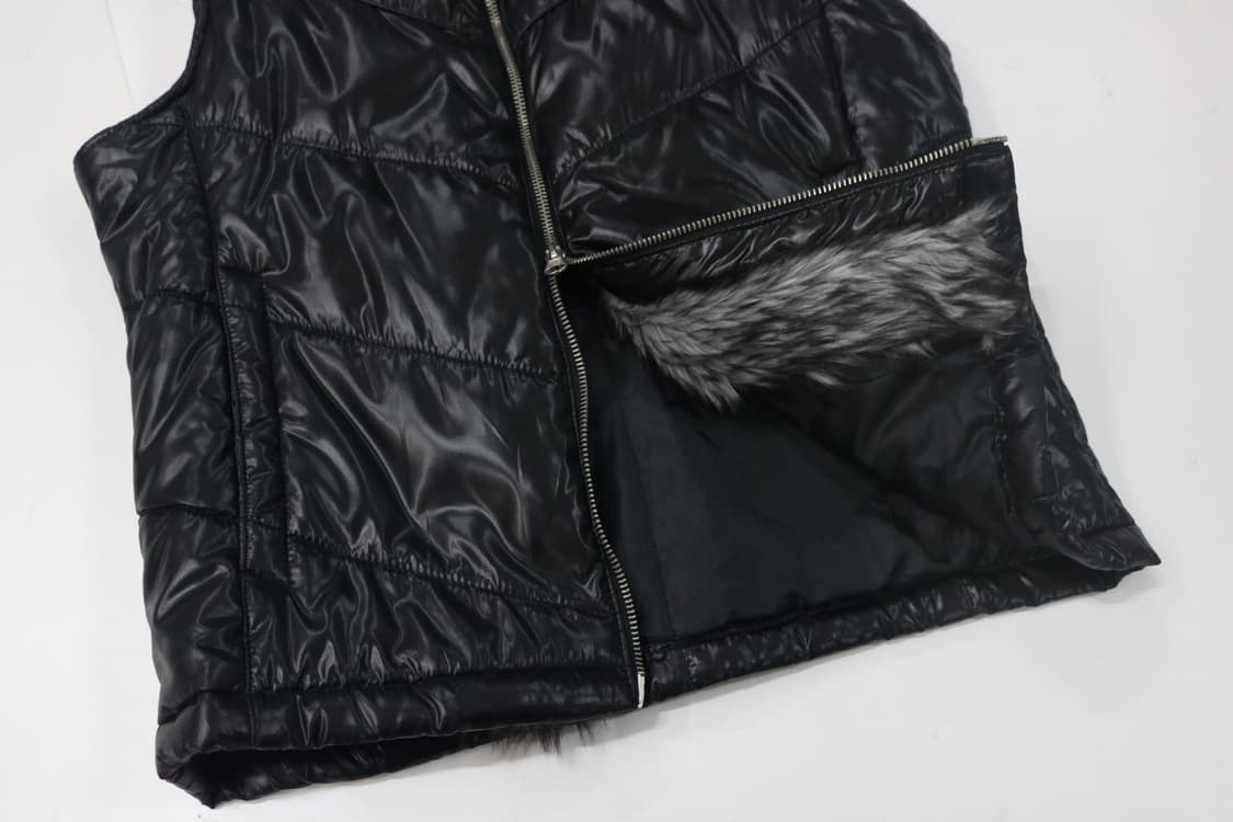 SPINASH 스피나쉬 블랙 글로시 퍼 트리밍 패딩 베스트 (M) 상품이미지6