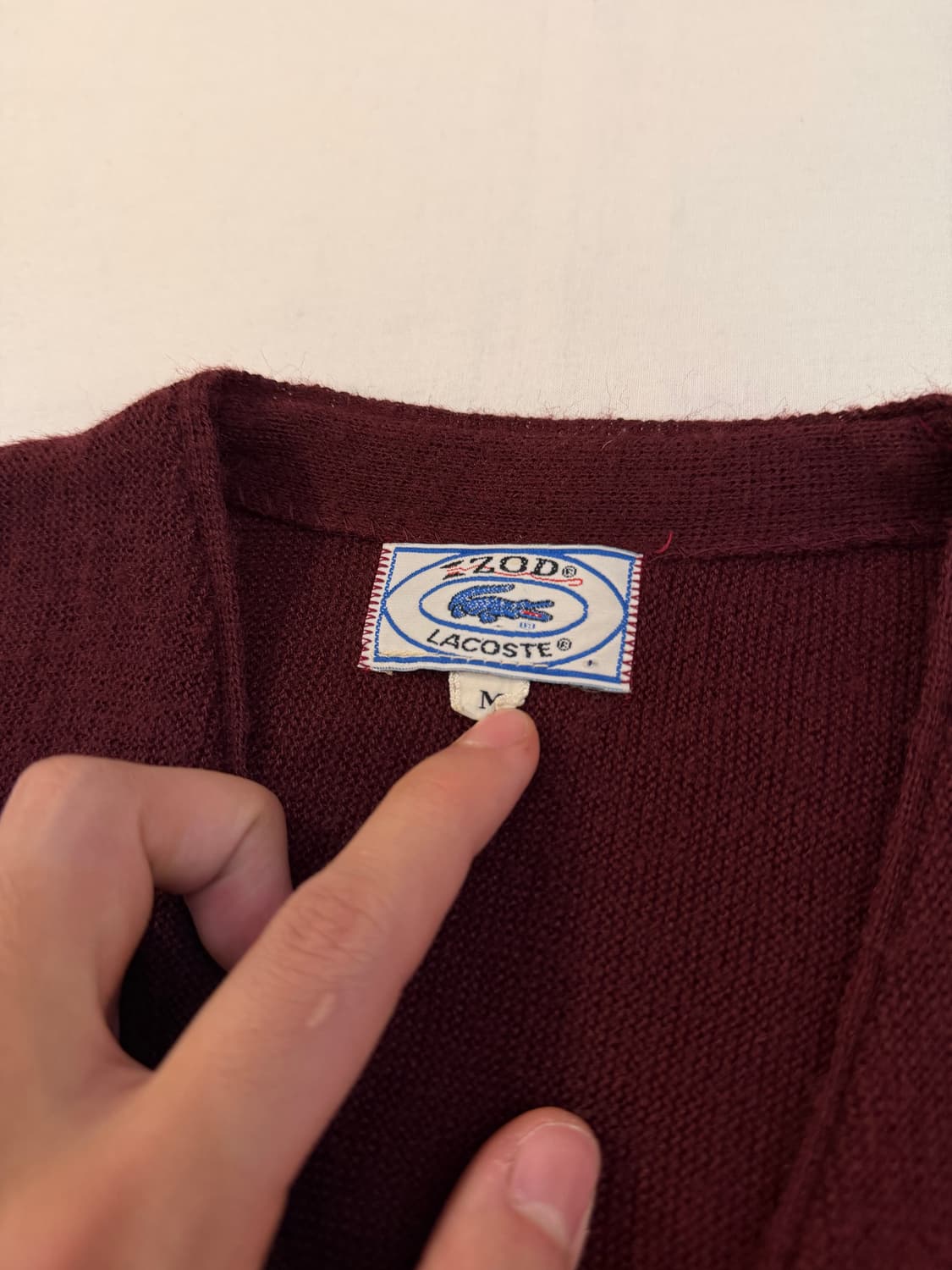 70s IZOD 라코스테 아카이브 버건디 아크릴 가디건 상품이미지4