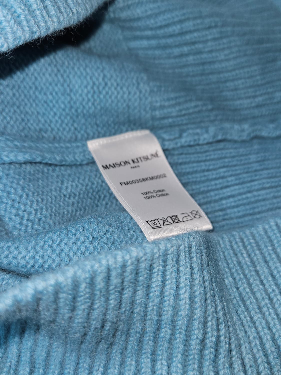 메종키츠네 빅로고 폭스헤드 스카이블루 니트 S 상품이미지4