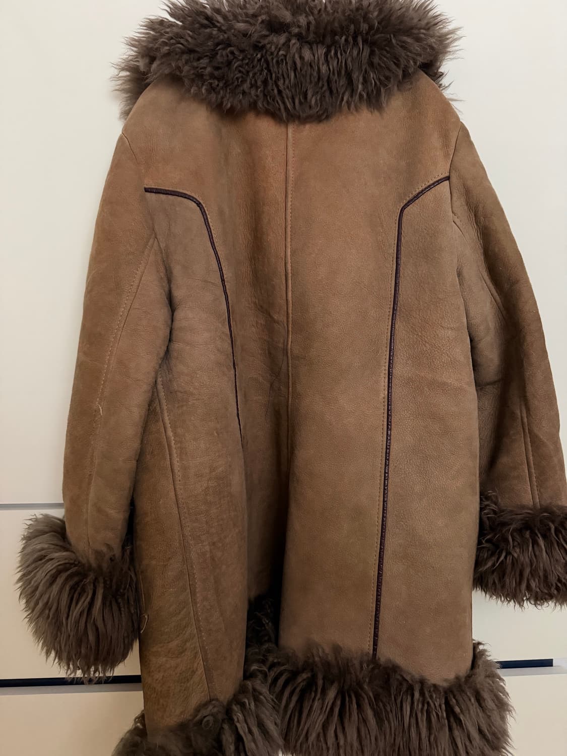 갸루 모피 퍼 포인트 브라운 가죽 자켓 스웨이드 무스탕 상품이미지2
