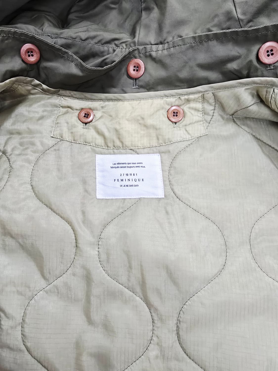 페미니크 카키색 후드 야상 점퍼 상품이미지9