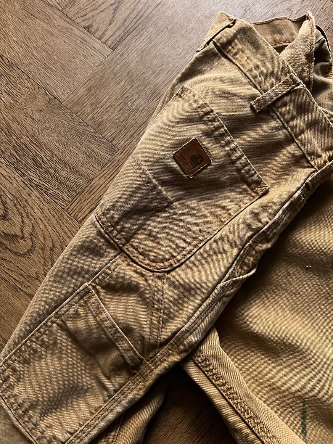 [32]칼하트 USA 빈티지 페인팅 브라운 싱글니 워크팬츠 상품이미지6