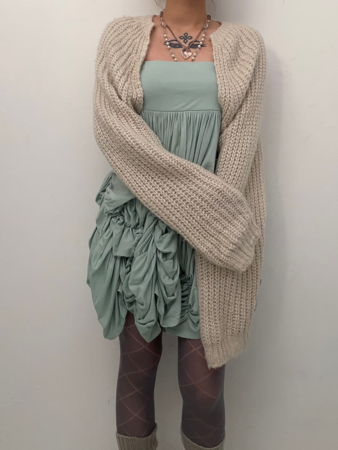 오트밀 니트 볼레로  상품이미지2