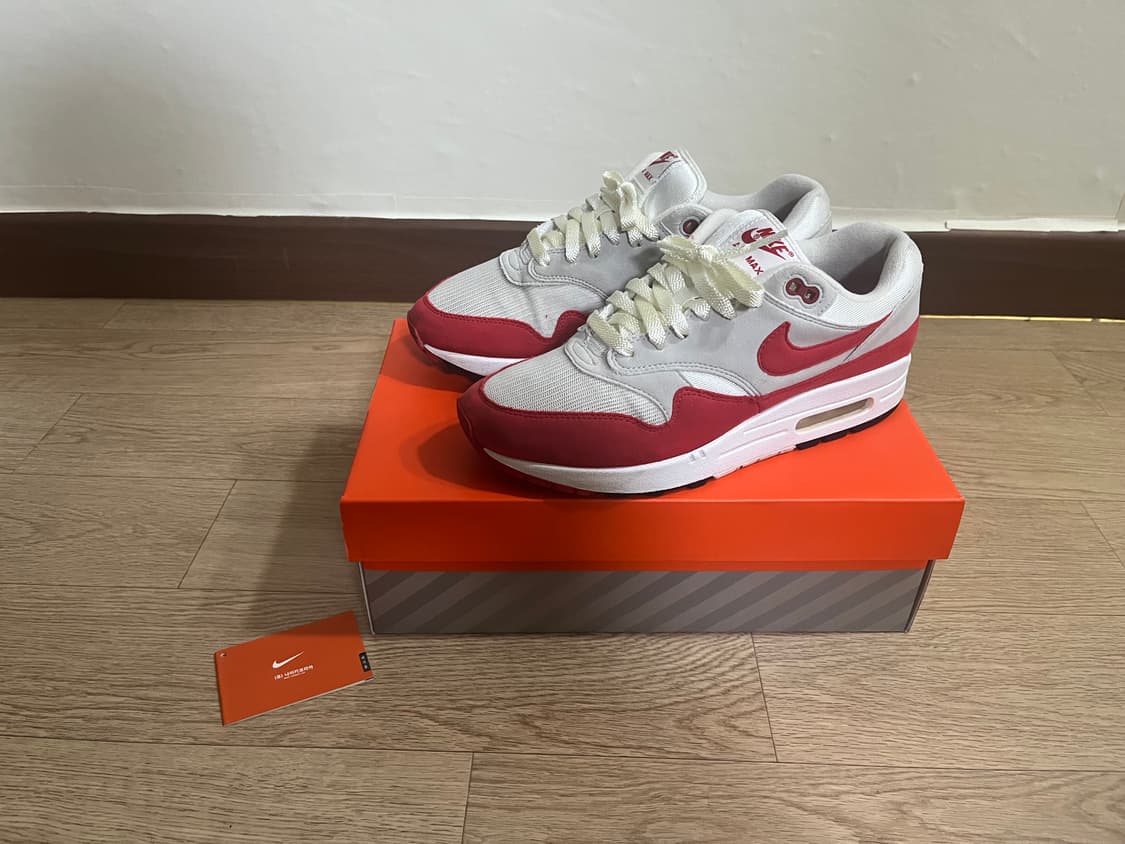 나이키 에어맥스1 화이트/레드 + 박스 265size 상품이미지1