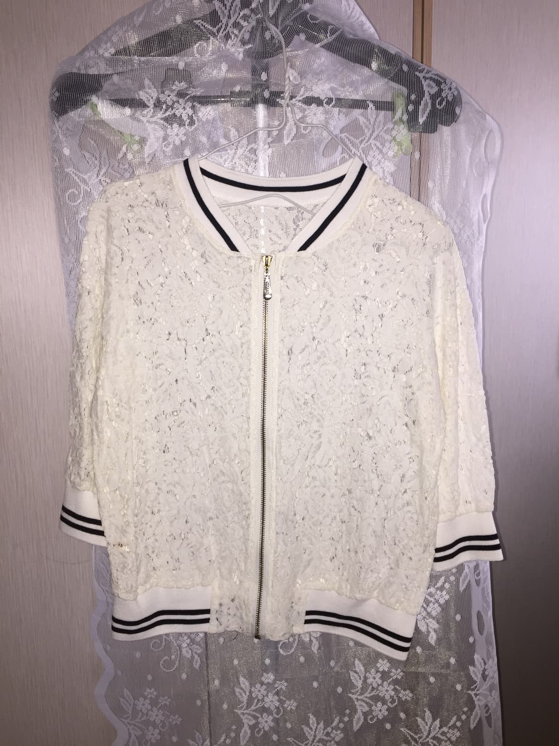 빈티지 크로셰 시스루 7부 집업 상품이미지1