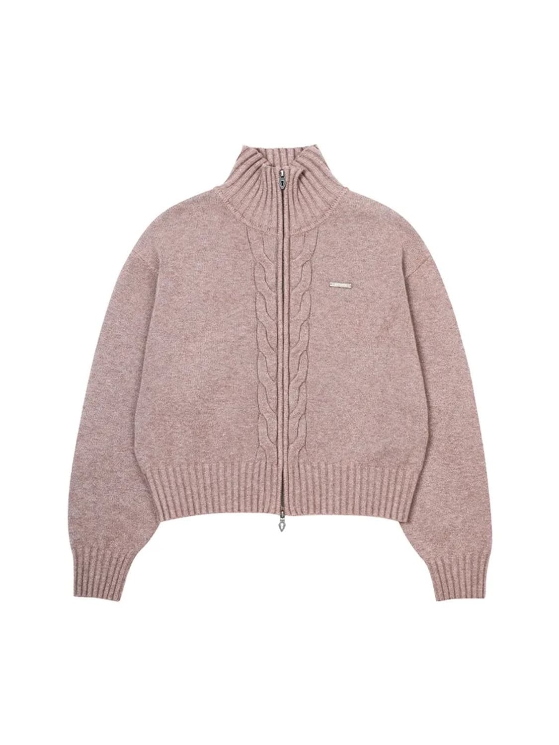 LEEY YEEL CABLE KNIT METAL LOGO ZIP-UP 상품이미지4