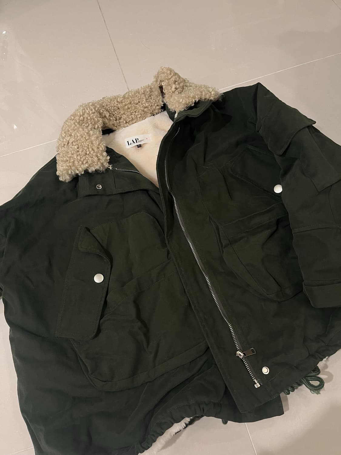 LAP 카키 퍼 아우터 상품이미지2