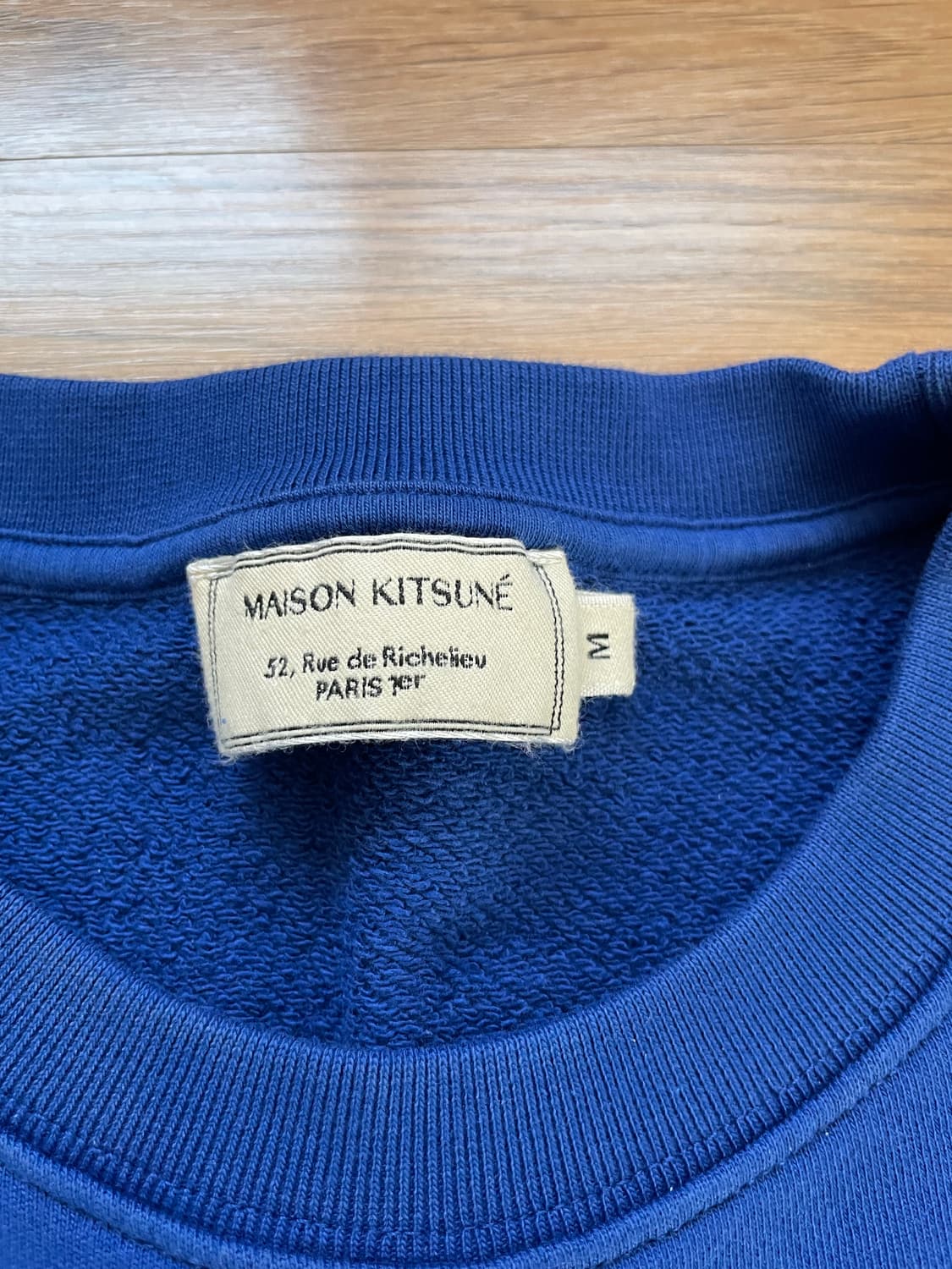 메종키츠네 폭스헤드 빅로고 펠트 맨투맨 스웻셔츠 블루 M 상품이미지3