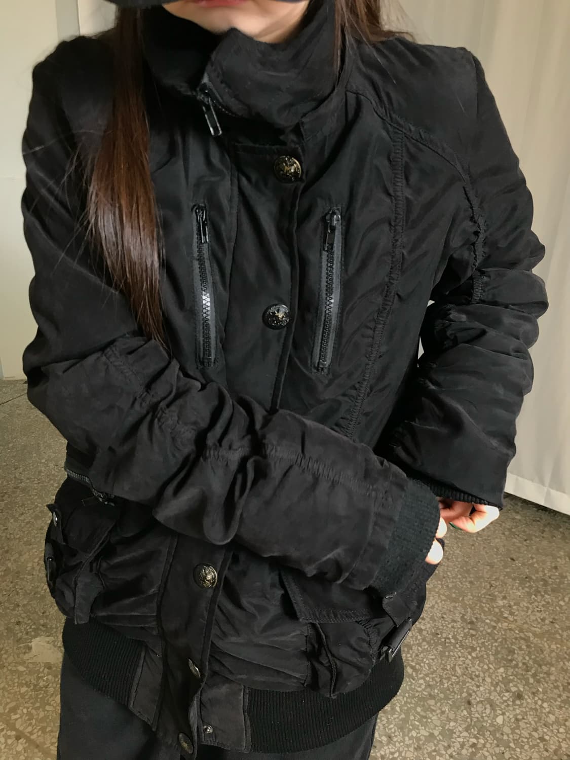 빈티지 블랙 퀄티드 아우터 상품이미지1