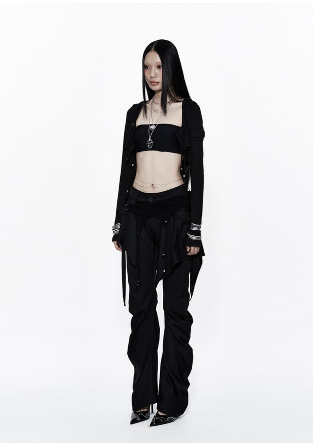 카시코 레이어드 스트랩 팬츠 블랙 M 상품이미지5