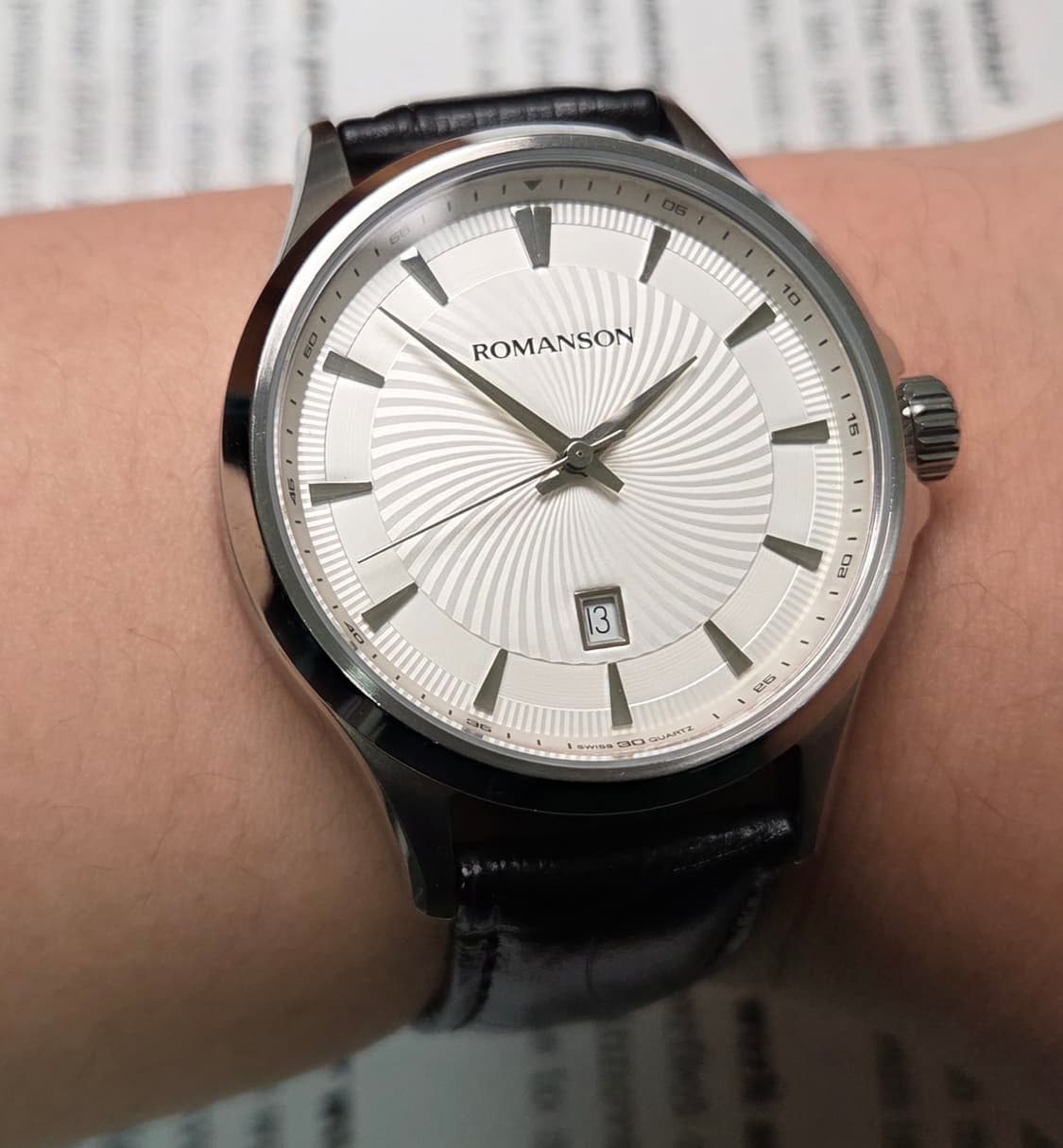빈티지 로만손 기요쉐다이얼 칼침핸즈 쿼츠 드레스워치 남성용 상품이미지10