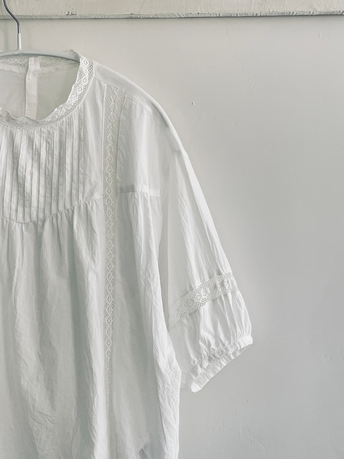 일본 빈티지 화이트 핀턱블라우스 상품이미지6