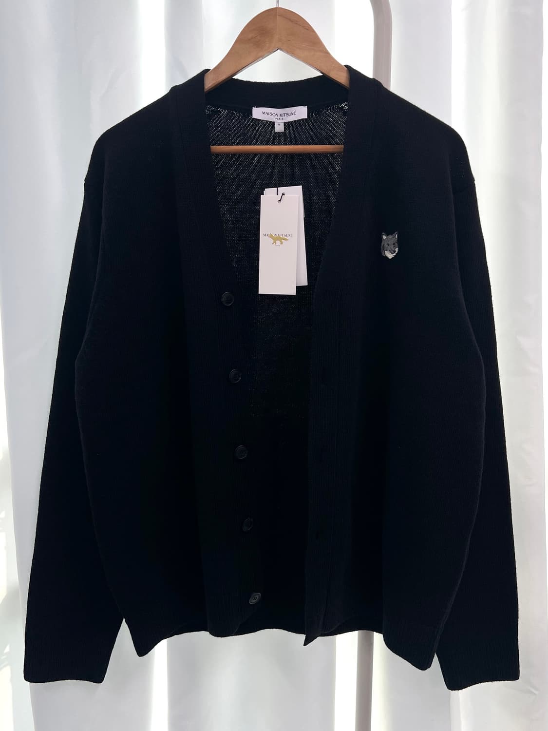 새상품 메종키츠네 폭스 패치 블랙 가디건 상품이미지3