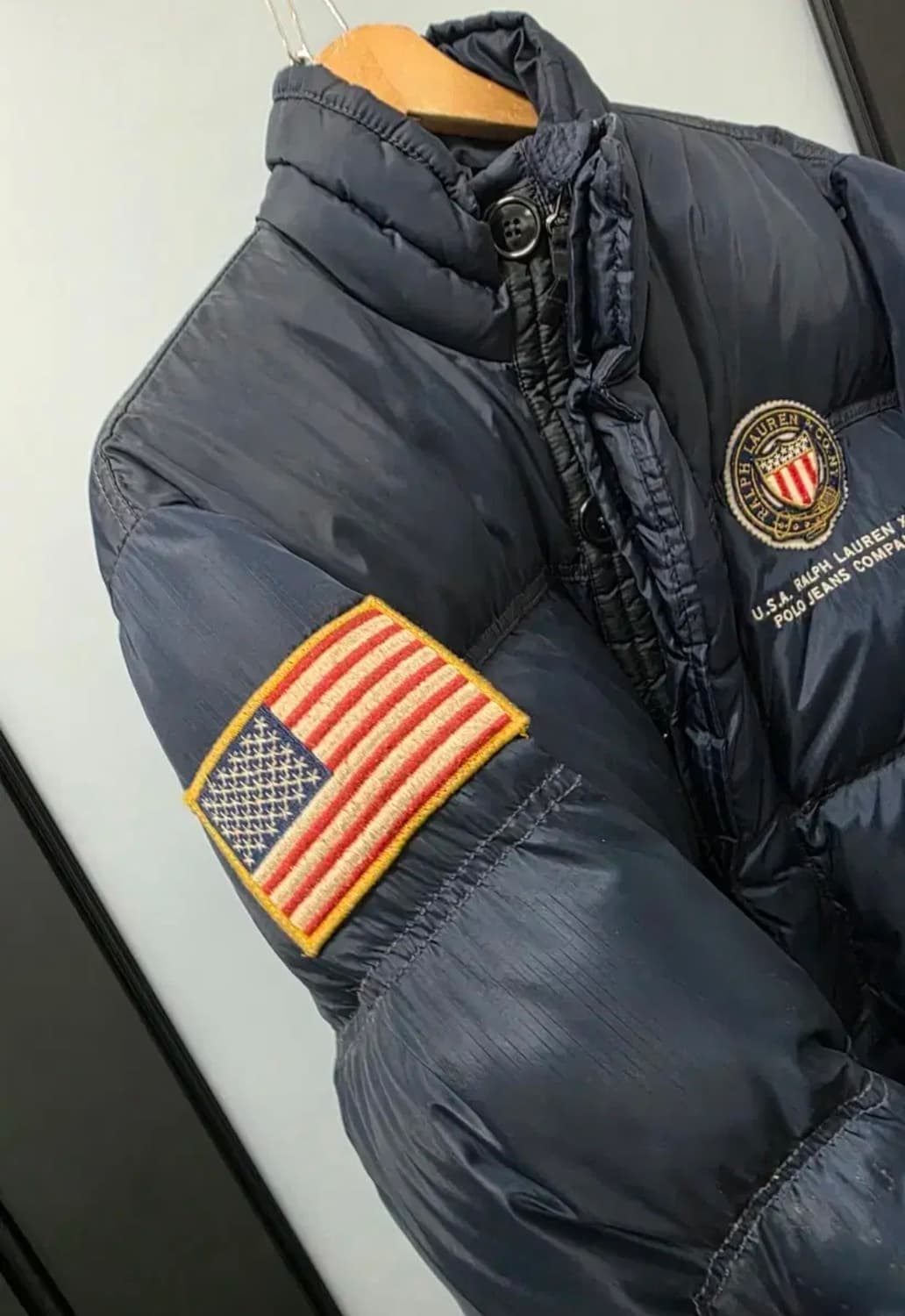 폴로 성조기 방패패치 구스다운 패딩 L 상품이미지2