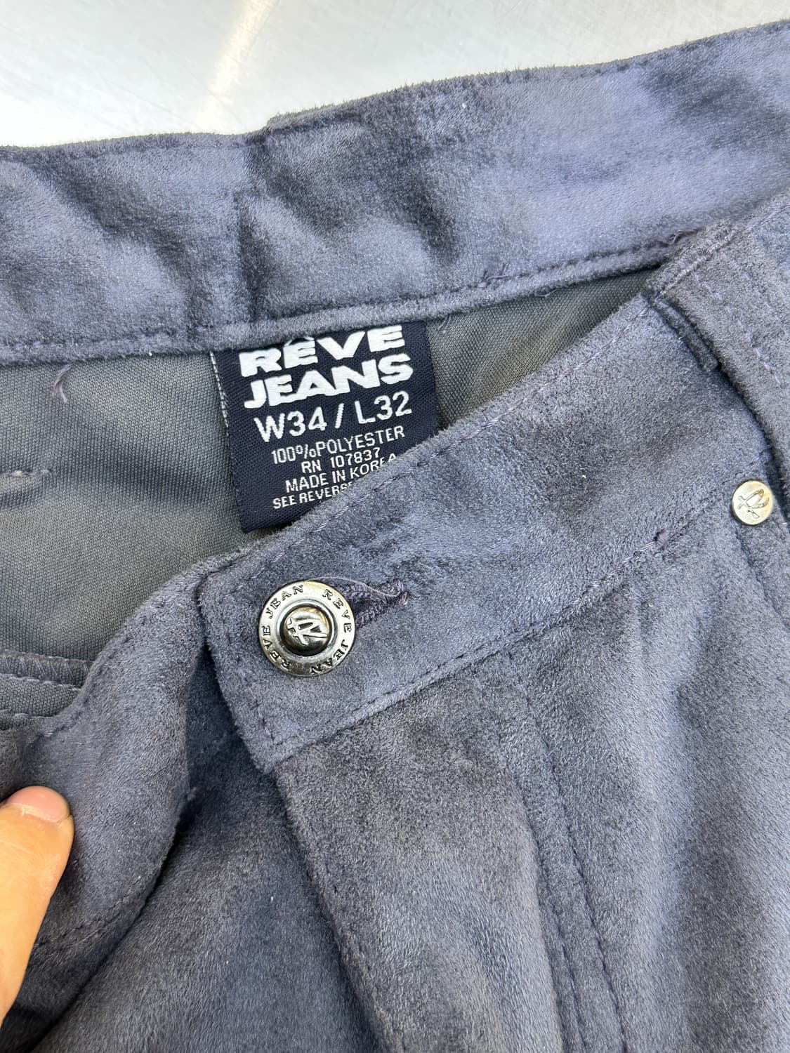 레베 진스 포우 스웨이드 힙합 와이드 팬츠(블루 그레이) 상품이미지6