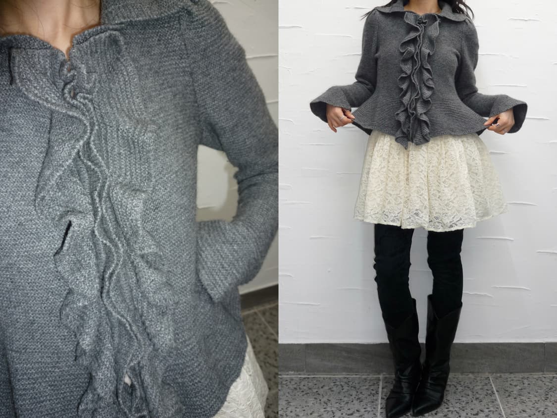 charcoal ruffle cardigan 상품이미지1