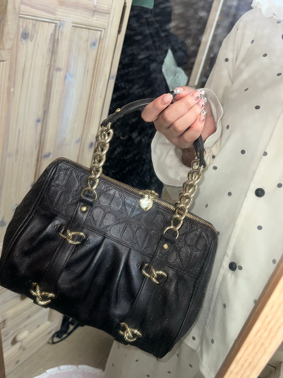 빈티지 러브캣 하트 퀼팅 핸드백 토트백 갸루 모리 상품이미지7